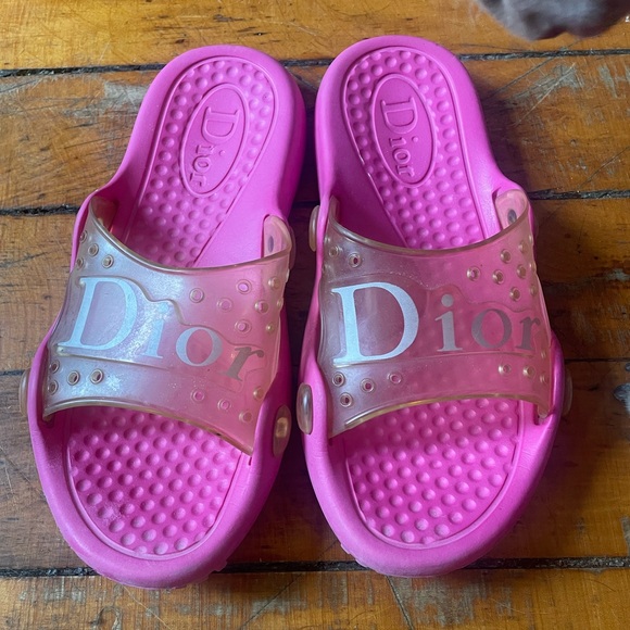 Dior Shoes - Vintage DIOR y2k 2000s Pink Slide Sandals 38 7.5 women’s